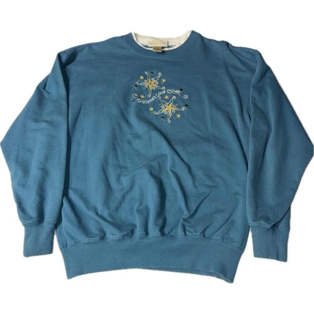 Vintage‎ Women's Crewneck Sweater "Grandma's Love Shines" Blue M&C Sportswear M